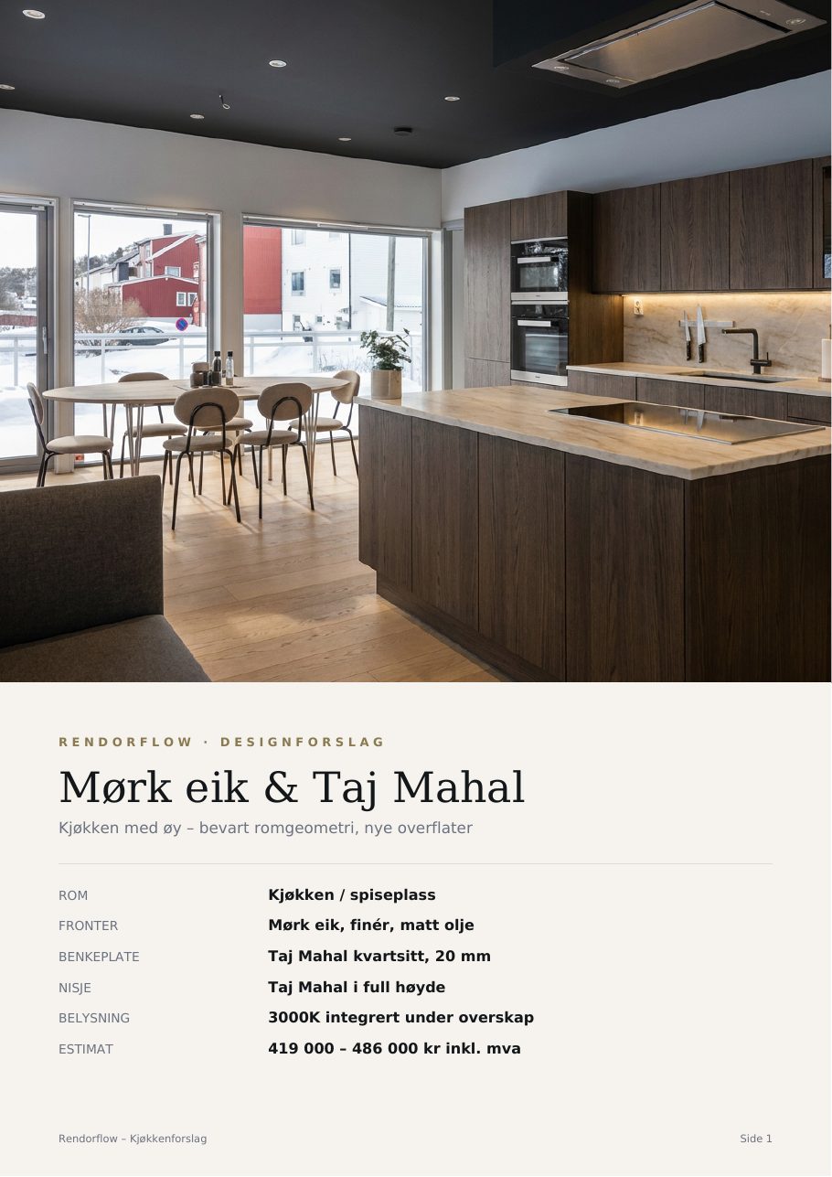 Utsnitt fra eksempelrapporten: Side 1 · Forslag